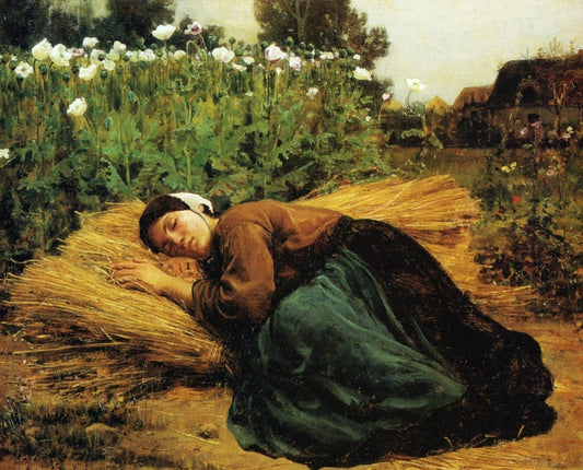 Jeune faucheur dormant sur des gerbes de blé - Jules Breton
