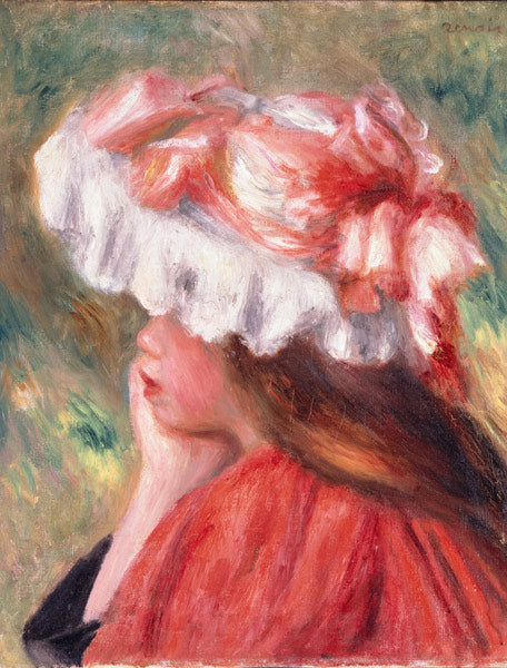 Une jeune femme avec un chapeau rouge - Pierre-Auguste Renoir