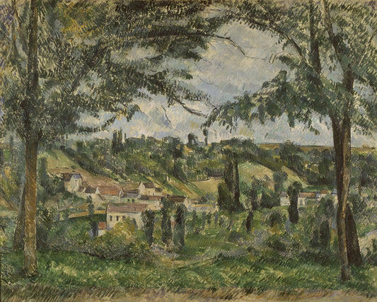 Le Hameau des Pâtis à Pontoise, encadré par des arbres - Paul Cézanne