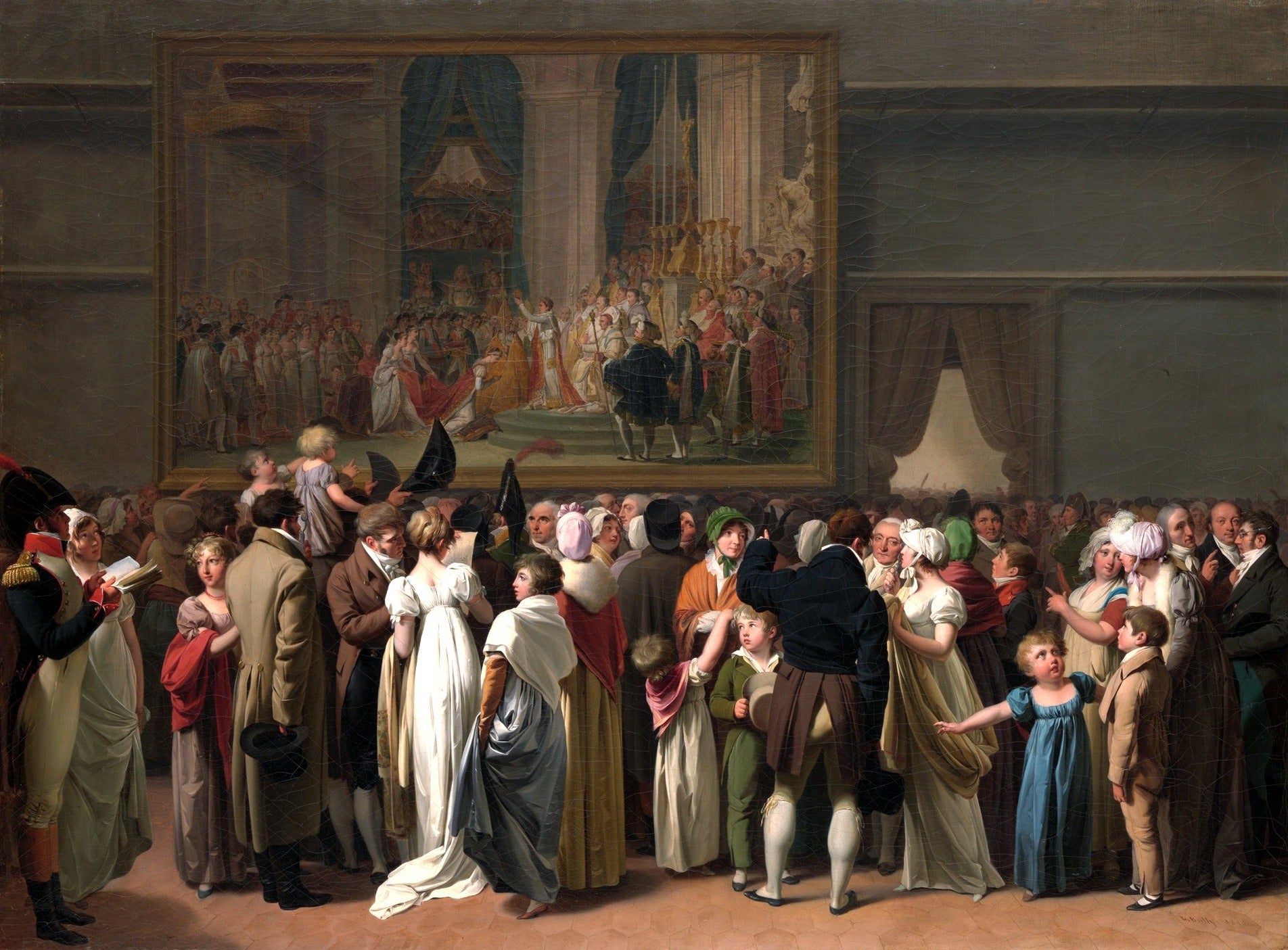 Le visionnement public du "Couronnement" de David au Louvre - Louis Boilly