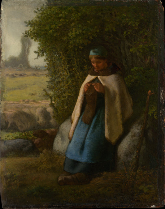 Bergère assise sur un rocher - Jean-François Millet