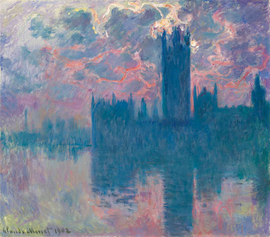 Le Parlement, soleil couchant (W1603) - Claude Monet
