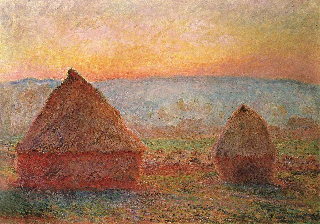 Les Meules à Giverny, soleil couchant - Claude Monet