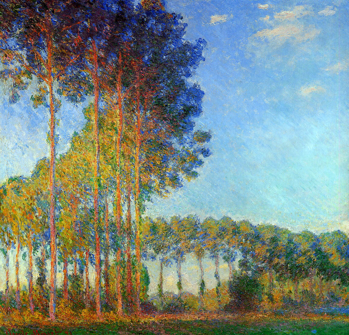 Peupliers au bord de l'Epte, vue du marais - Claude Monet