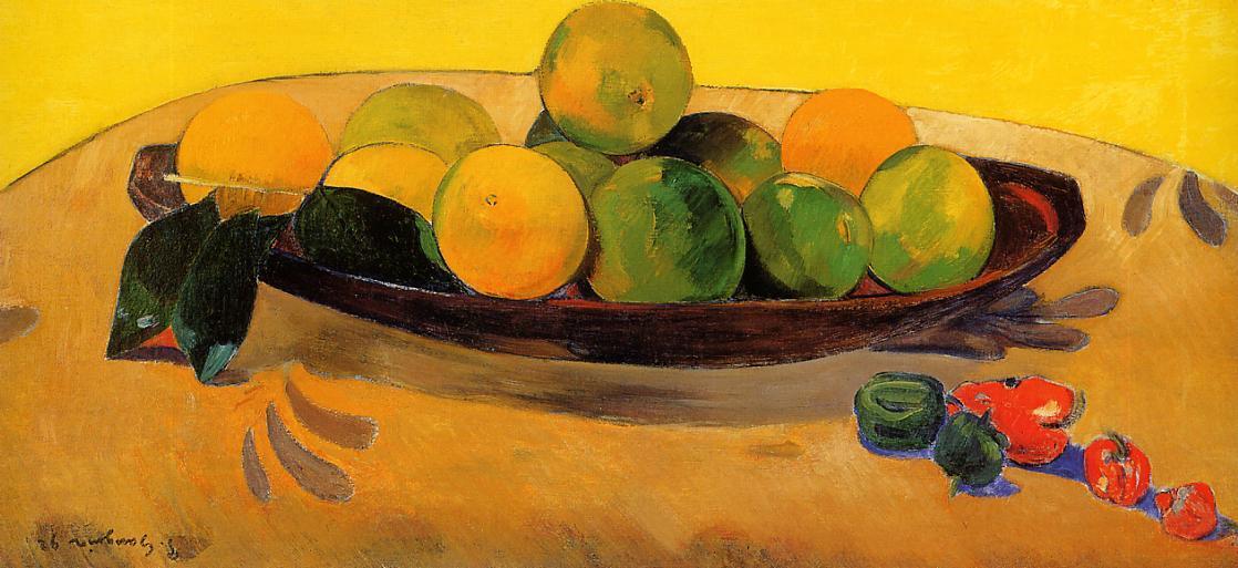 Fruits et poivrons exotiques sur une assiette - Paul Gauguin