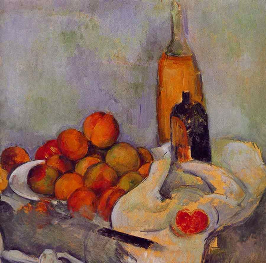 Bouteilles et pêches - Paul Cézanne