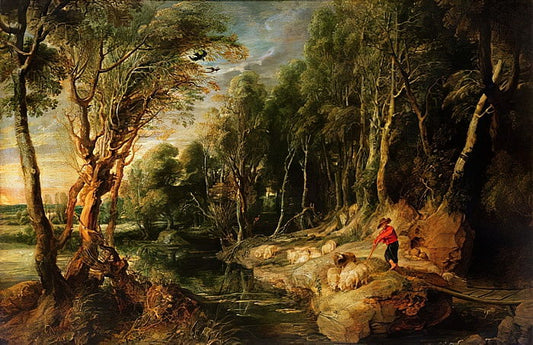 Un berger avec son troupeau dans un paysage boisé, c.1615-22 - Peter Paul Rubens