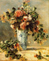 Roses et jasmin dans un vase de Delft - Pierre-Auguste Renoir