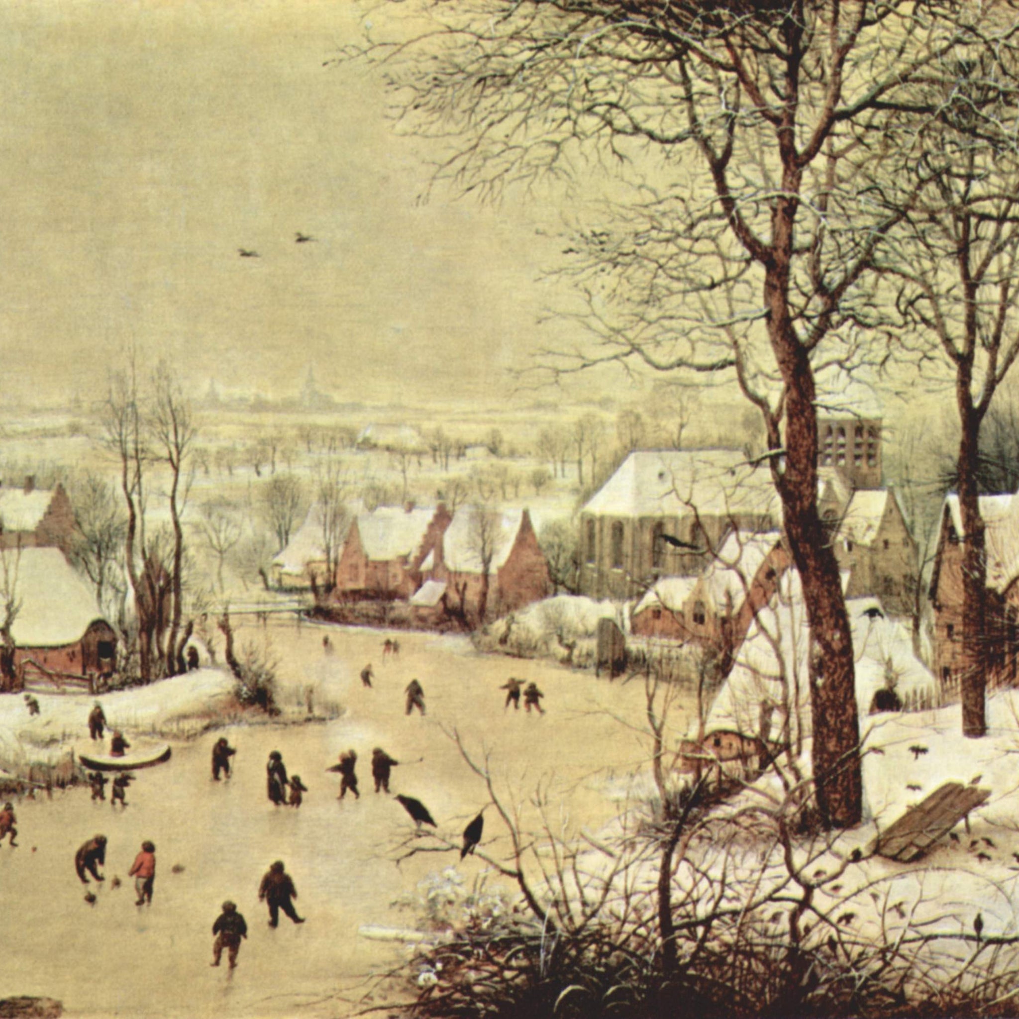 Paysage d'hiver avec patineurs et piège à oiseaux - Pieter Brueghel l'Ancien