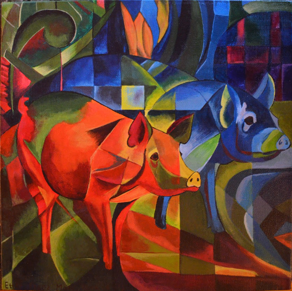 Cochons rouge et bleu - Franz Marc