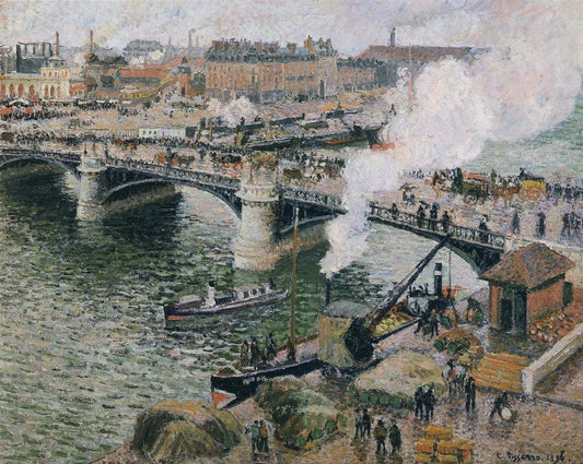 Le Pont Boieldieu à Rouen, temps mouillé - Camille Pissarro