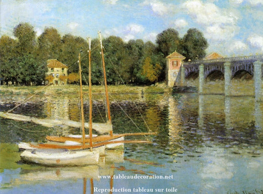 Le Pont d'Argenteuil - Tableau Claude Monet bateau