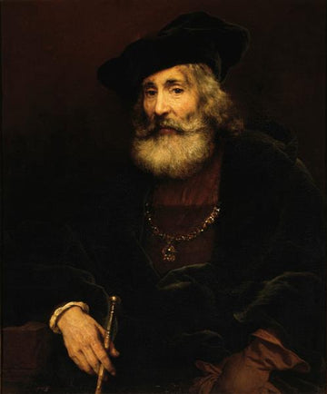 Portrait d'un homme âgé avec le bâton et le chapeau - Rembrandt van Rijn