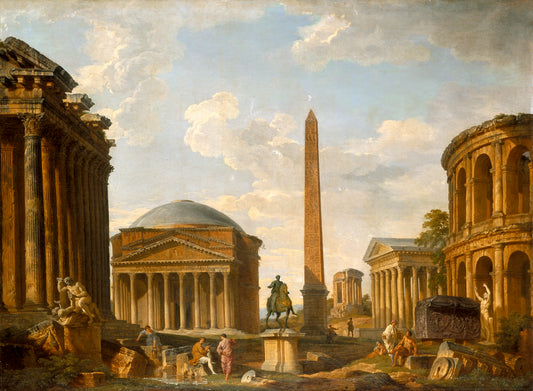 Capriccio romain Le Panthéon et autres monuments, 1735 - Giovanni Paolo Panini