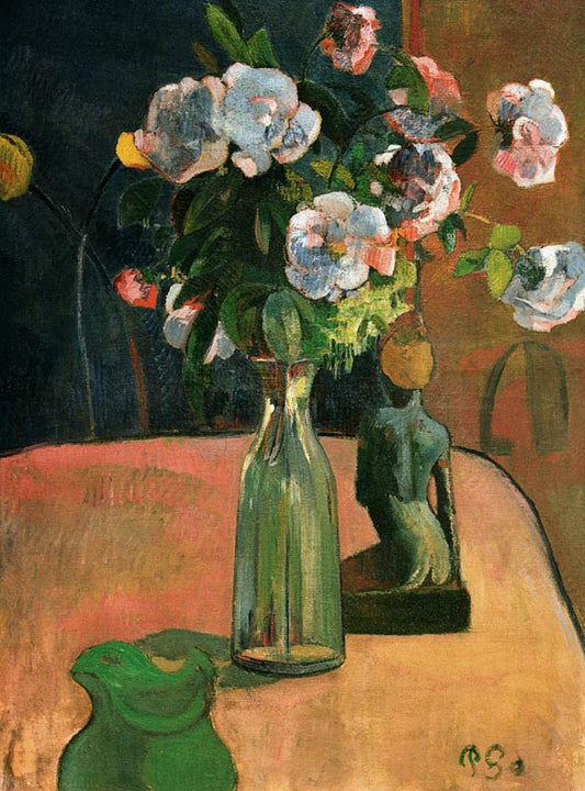 Roses et statue - Paul Gauguin
