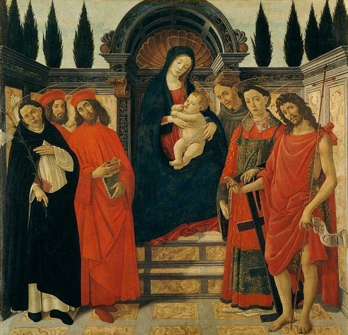 La Vierge à l'Enfant avec saint Jean Baptiste, saint Damien et saint Cosme - Sandro Botticelli