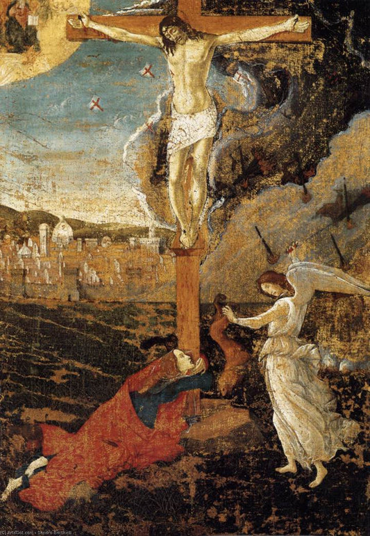 Crucifixion avec Marie Magdelaine et un ange  - Sandro Botticelli