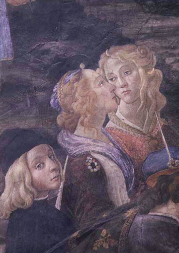 La purification du lépreux et la tentation du Christ, dans la chapelle Sixtine : détail de deux femmes - Sandro Botticelli