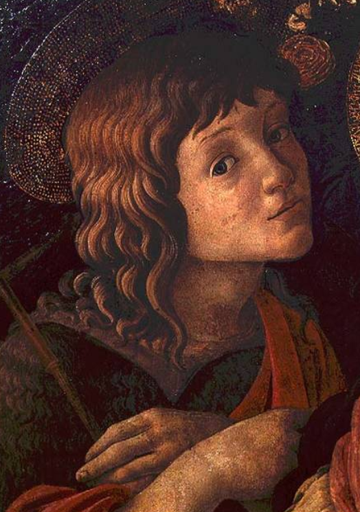 Vierge à l'Enfant avec Saint Jean Baptiste, détail du jeune saint - Sandro Botticelli