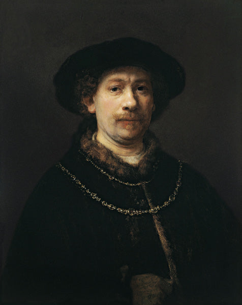 Autoportrait avec béret et deux chaînes en or - Rembrandt van Rijn