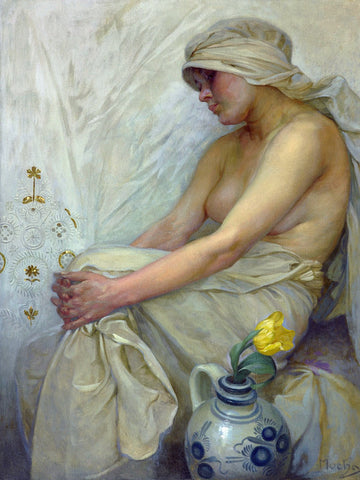 Fille assise - Mucha