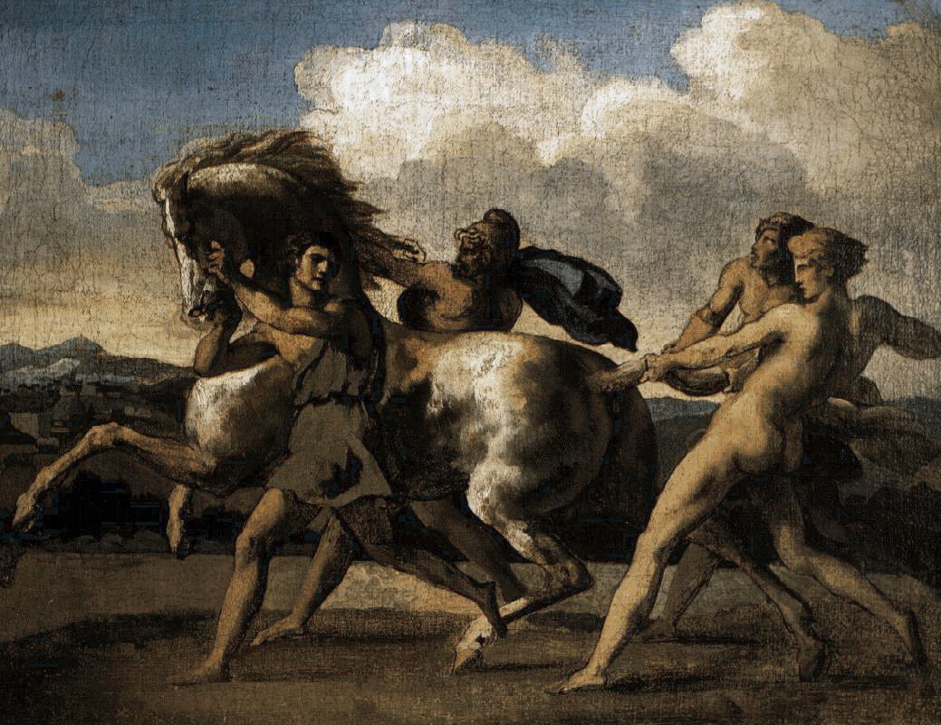Un cheval arrêté par quatre jeunes gens - Théodore Géricault