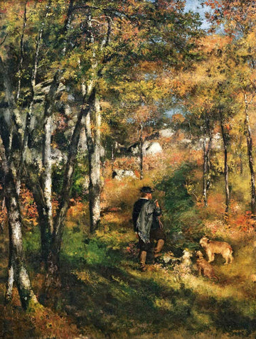 Le peintre Jules Le Coeur et ses chiens dans la forêt de Fontainebleau - Pierre-Auguste Renoir