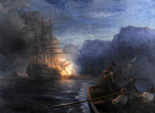 L'incendie du navire amiral turc par Kanáris, 1881 - Ivan Aïvazovski