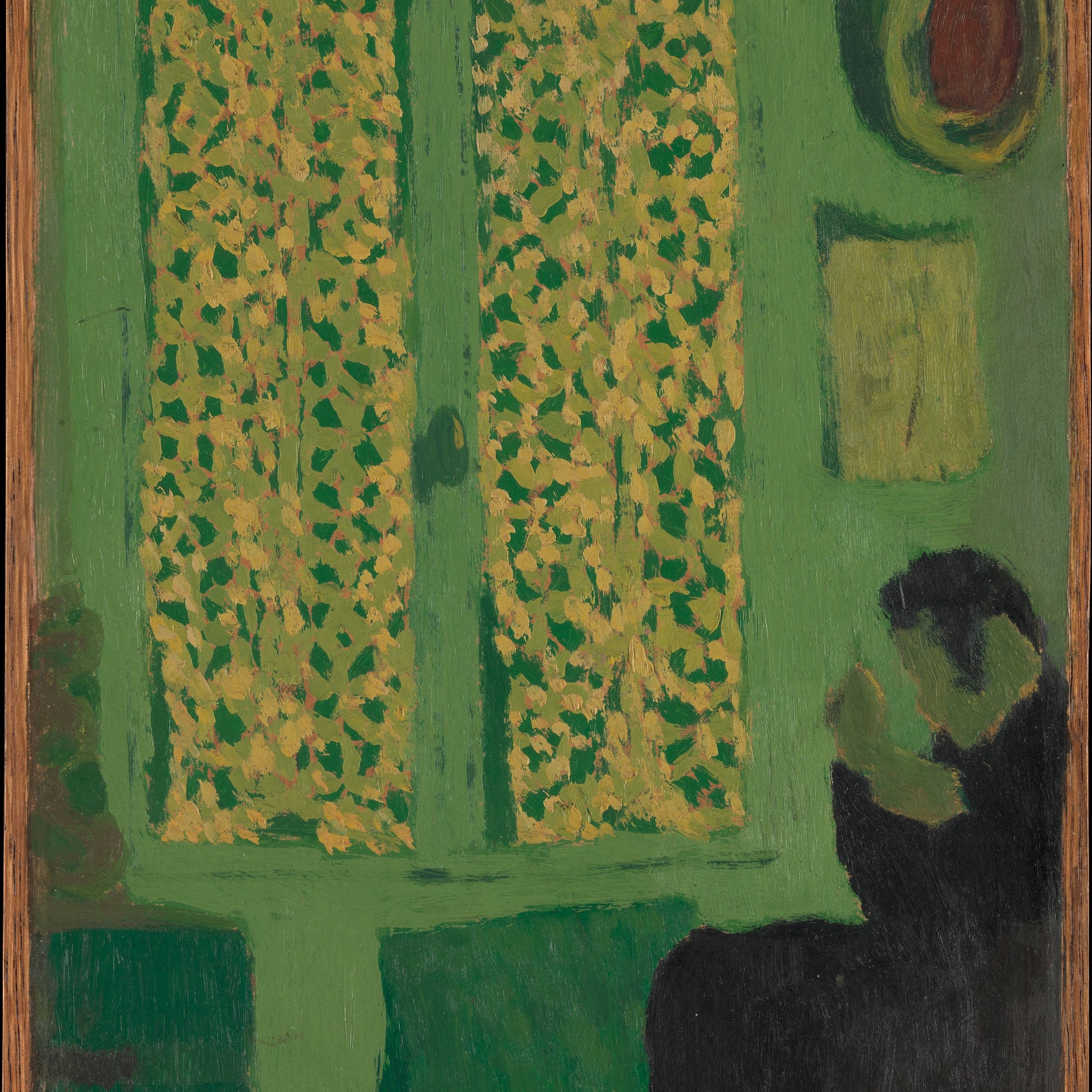 L'intérieur vert (personnage assis près d'une fenêtre à rideau) - Édouard Vuillard