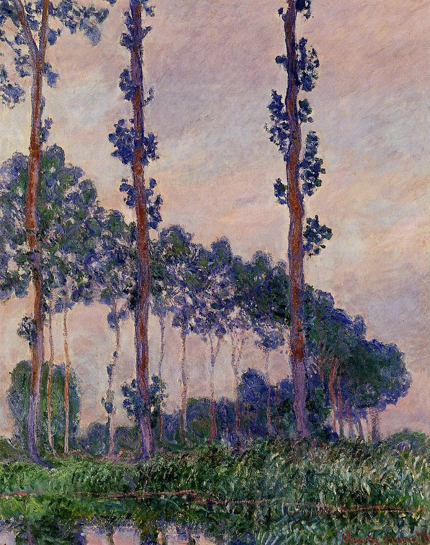 Les Trois Arbres, temps gris - Claude Monet