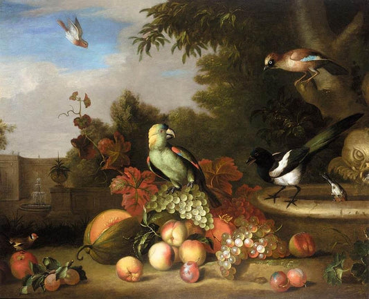 Nature morte de fruits et oiseaux - Tobias Stranover