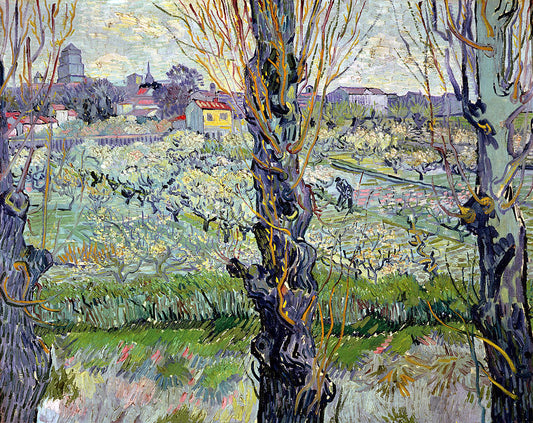 Verger en fleur avec vue d'Arles - Van Gogh