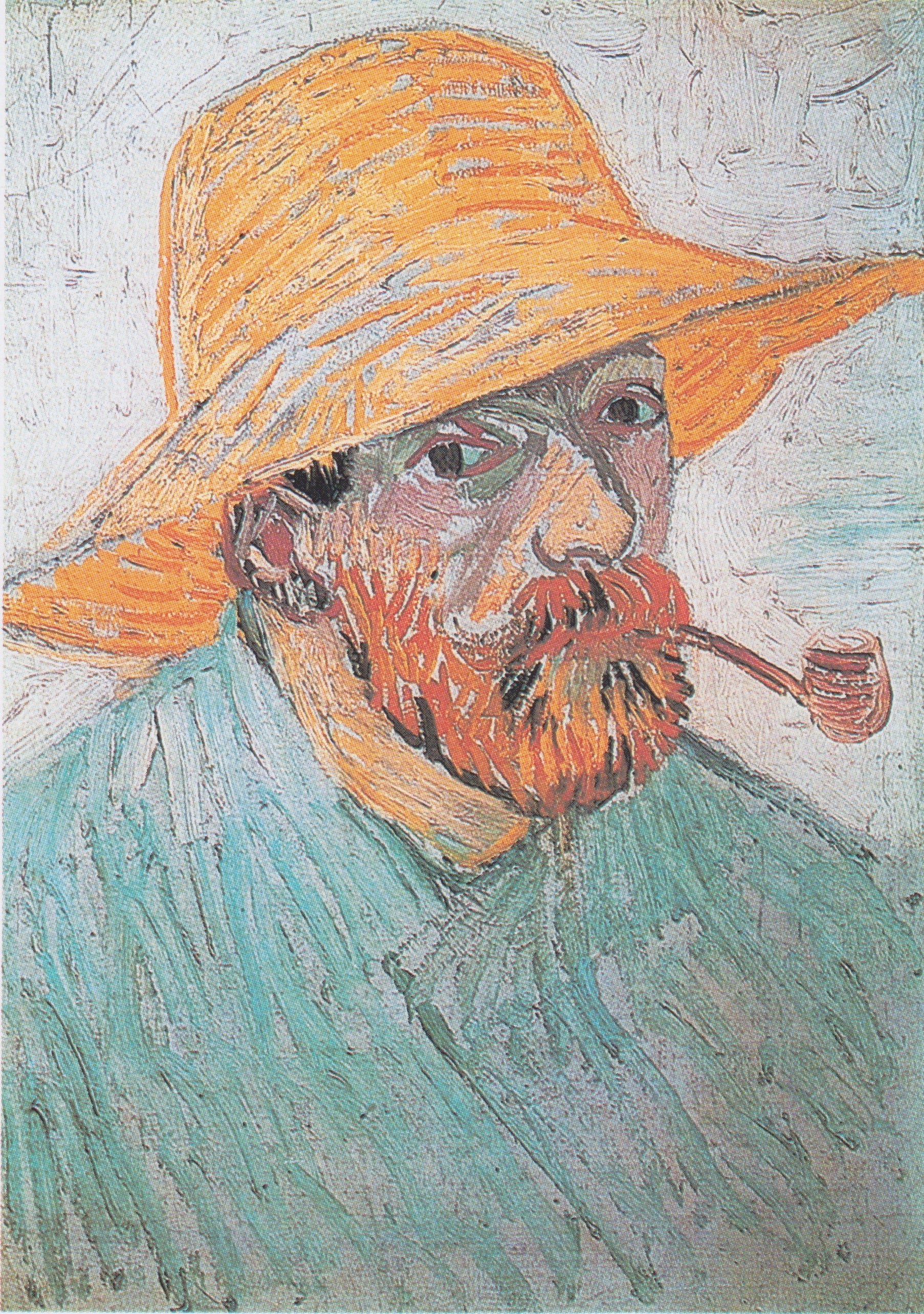 Autoportrait avec un chapeau de paille et une pipe - Van Gogh