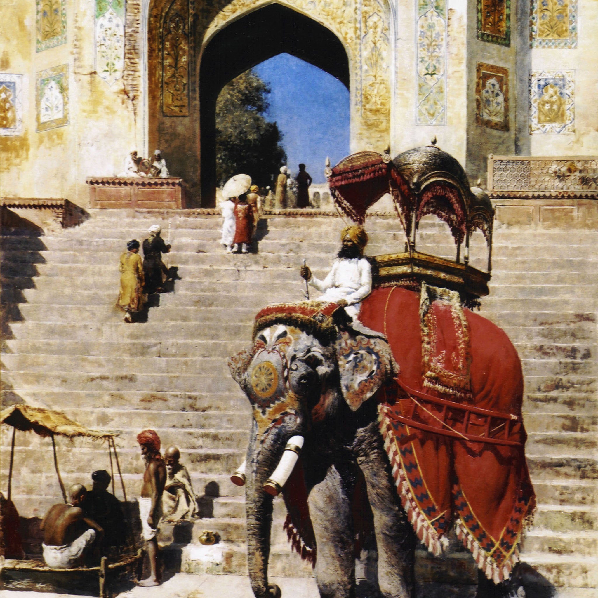 Éléphant royal à l'entrée de la Jami Masjid, Mathura - Edwin Lord Weeks