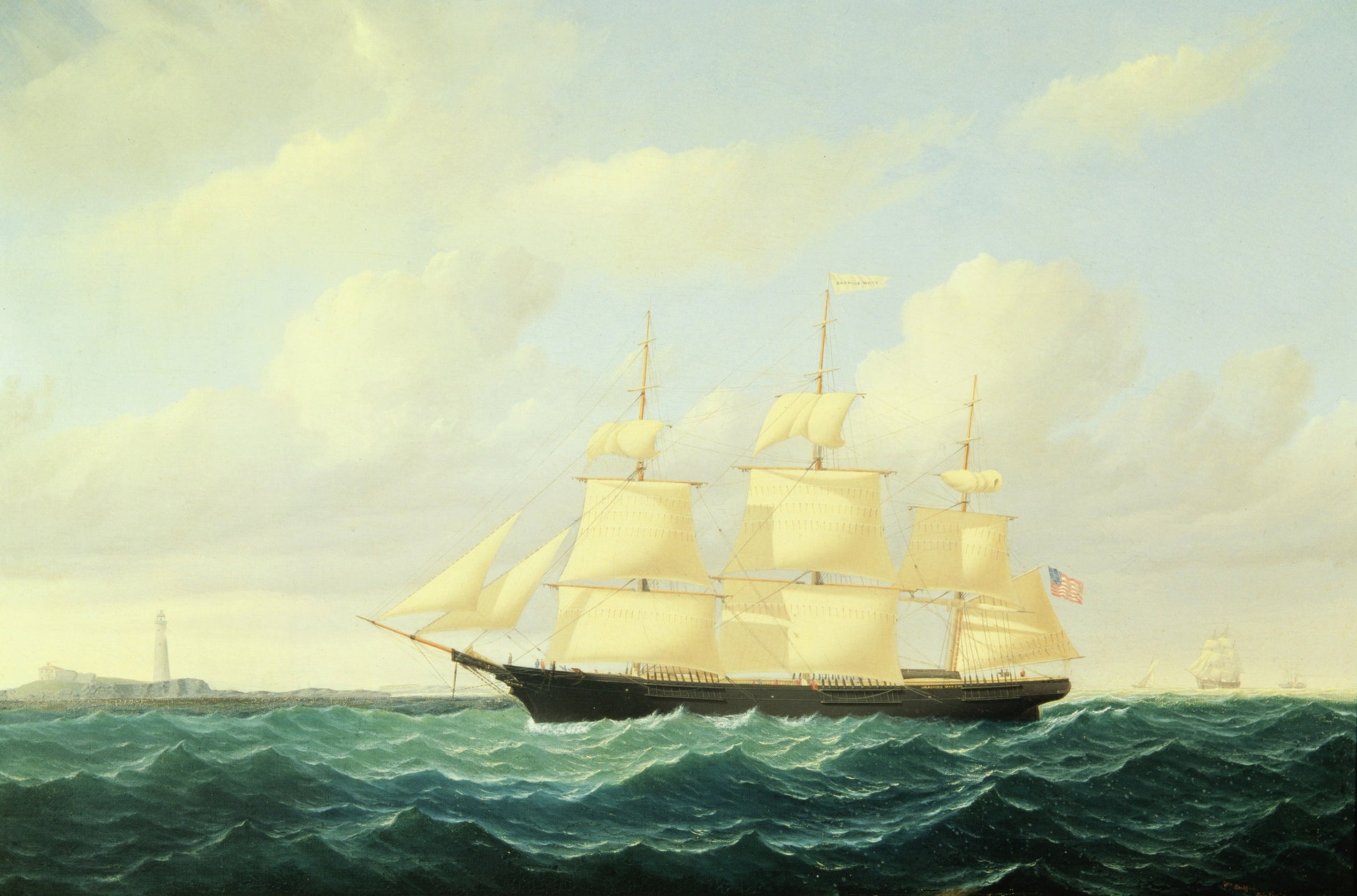 Vague déferlante Clipper Ship au large du phare de Boston, 1855 - William Bradford