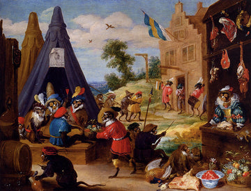 Un campement de singes  - David The Younger Teniers