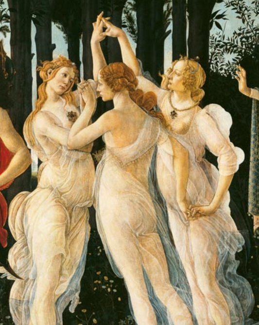 Les trois grâces. Détail de : Le printemps - Sandro Botticelli
