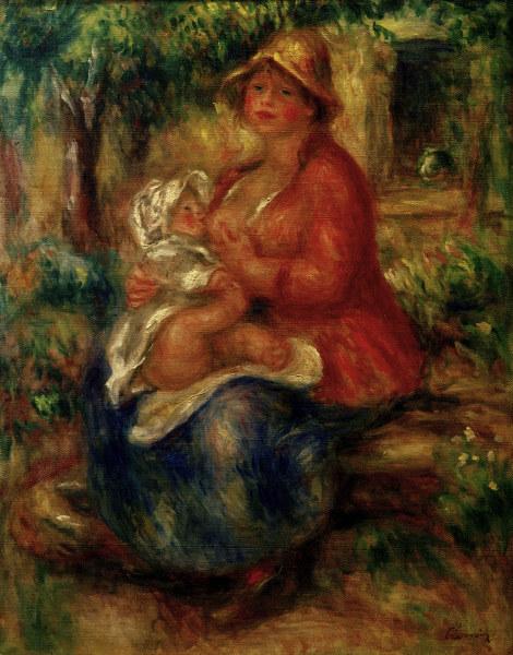 Aline Charigot, stillend - Pierre-Auguste Renoir