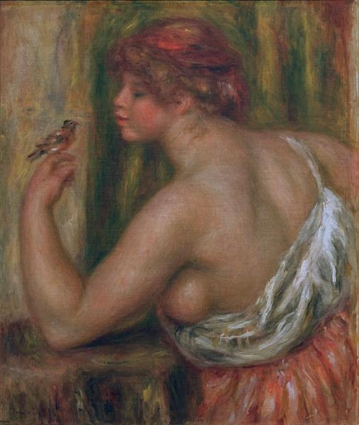 Femme avec petit oiseau  - Pierre-Auguste Renoir