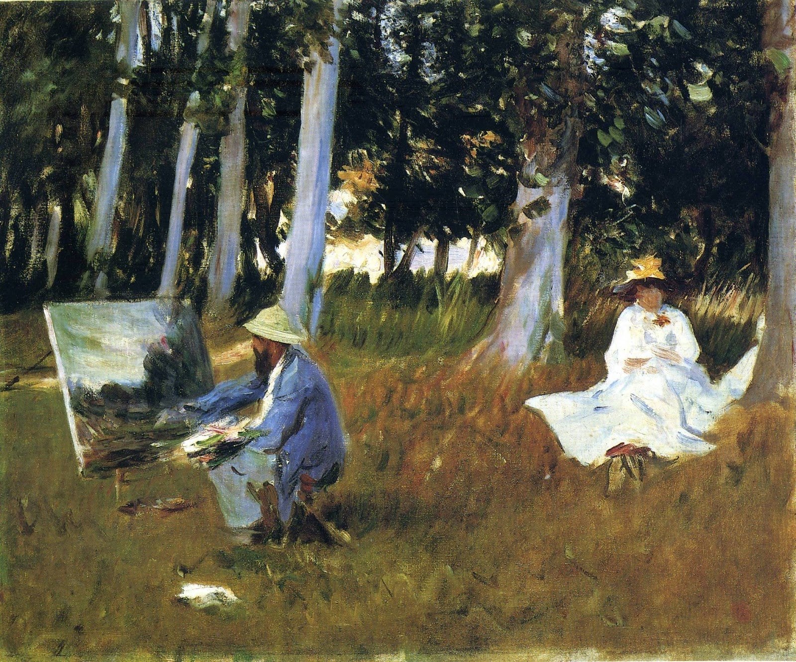 Claude Monet peignant à la lisière d'un bois - John Singer Sargent