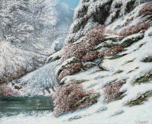 Cerf dans un paysage de neige - Gustave Courbet