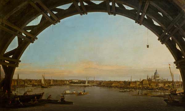 Londres vue à travers une arche du pont de Westminster - Giovanni Antonio Canal