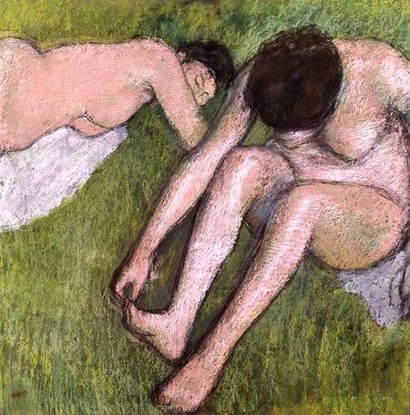 Deux baigneurs sur l'herbe - Edgar Degas