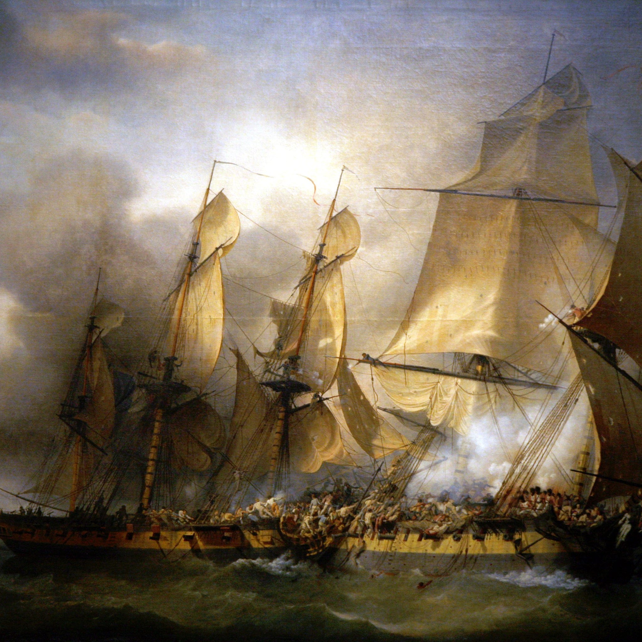 La corvette française Bayonnaise abordant le Hms Ambuscade pendant l'action du 14 décembre 1798 - Louis Philippe Crepin
