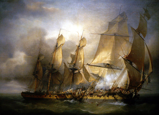 La corvette française Bayonnaise abordant le Hms Ambuscade pendant l'action du 14 décembre 1798 - Louis Philippe Crepin