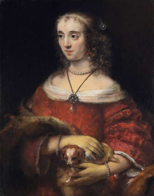 Portrait d'une dame avec un chien de salon - Rembrandt van Rijn