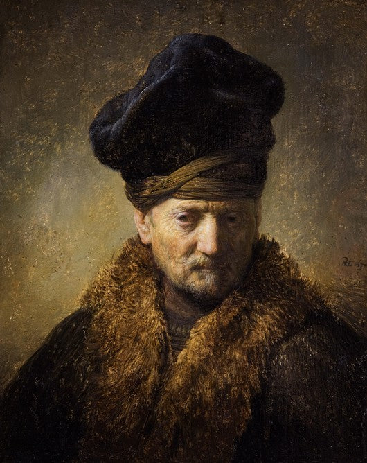 Portrait d'un vieil homme avec un chapeau de fourrure - Rembrandt van Rijn