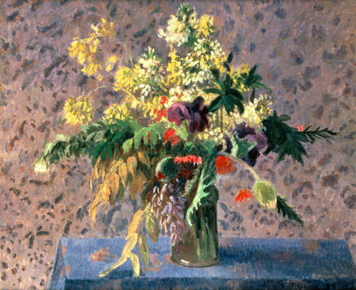 Botte de fleurs avec des bourgeons de coquelicots et iris - Camille Pissarro
