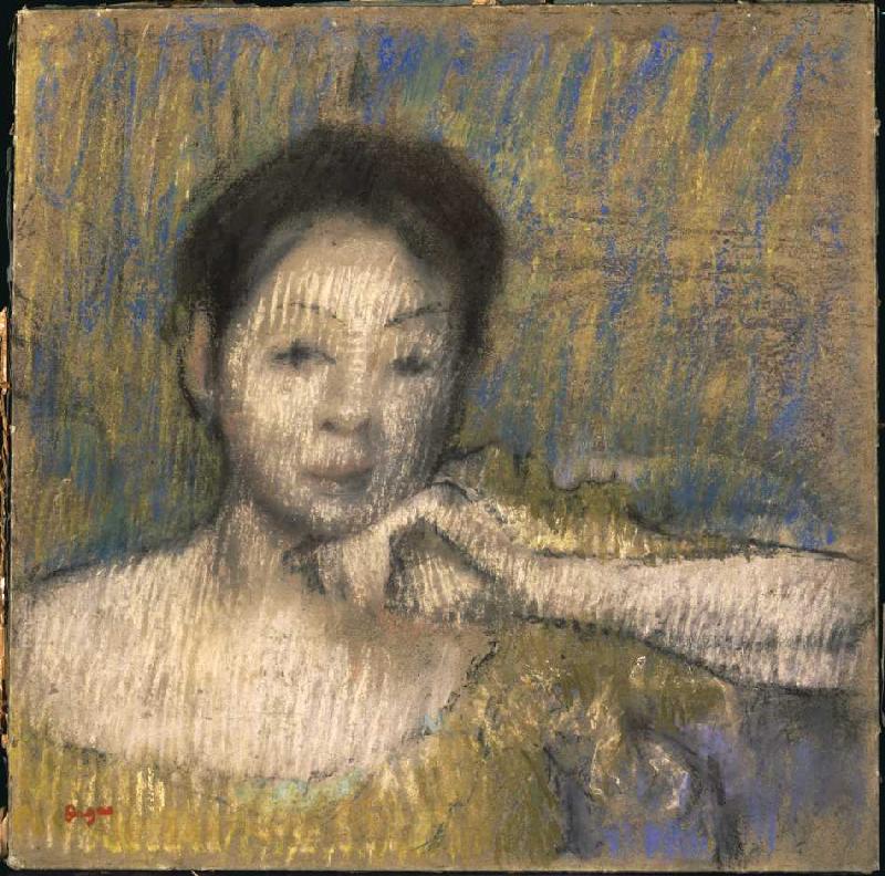 Portrait en demi-longueur d'une femme, la main gauche sur le menton - Edgar Degas