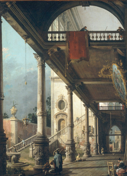 Capriccio Une colonnade ouvrant sur la cour d'un palais 1765 - Giovanni Antonio Canal